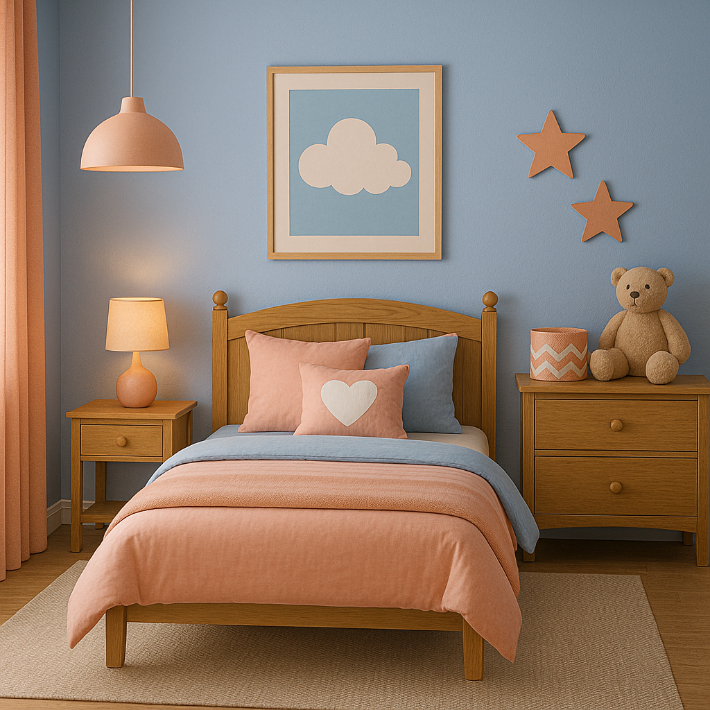 Sky Blue + Peachy Pink