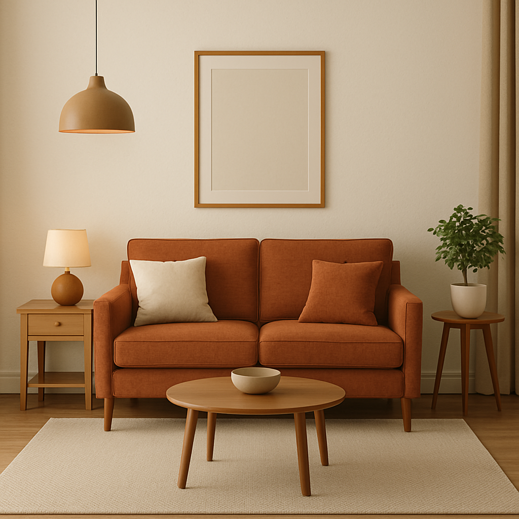 Oatmeal White” + rich-toned furniture.
