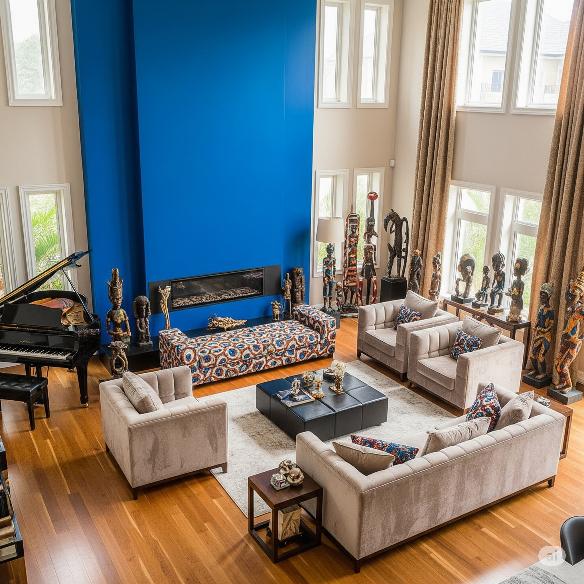Royal Blue

Omo! This one screams luxury.
Royal blue is perfect for a feature wall in your living room or master bedroom. It’s bold but calming.