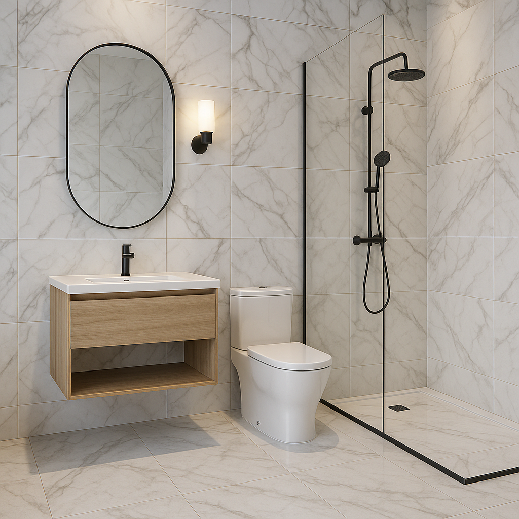 Marble-effect tiles