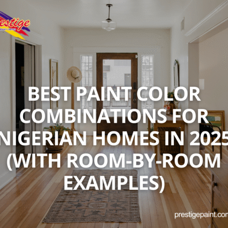 Nigerian living room painted with warm neutral and olive green color combination