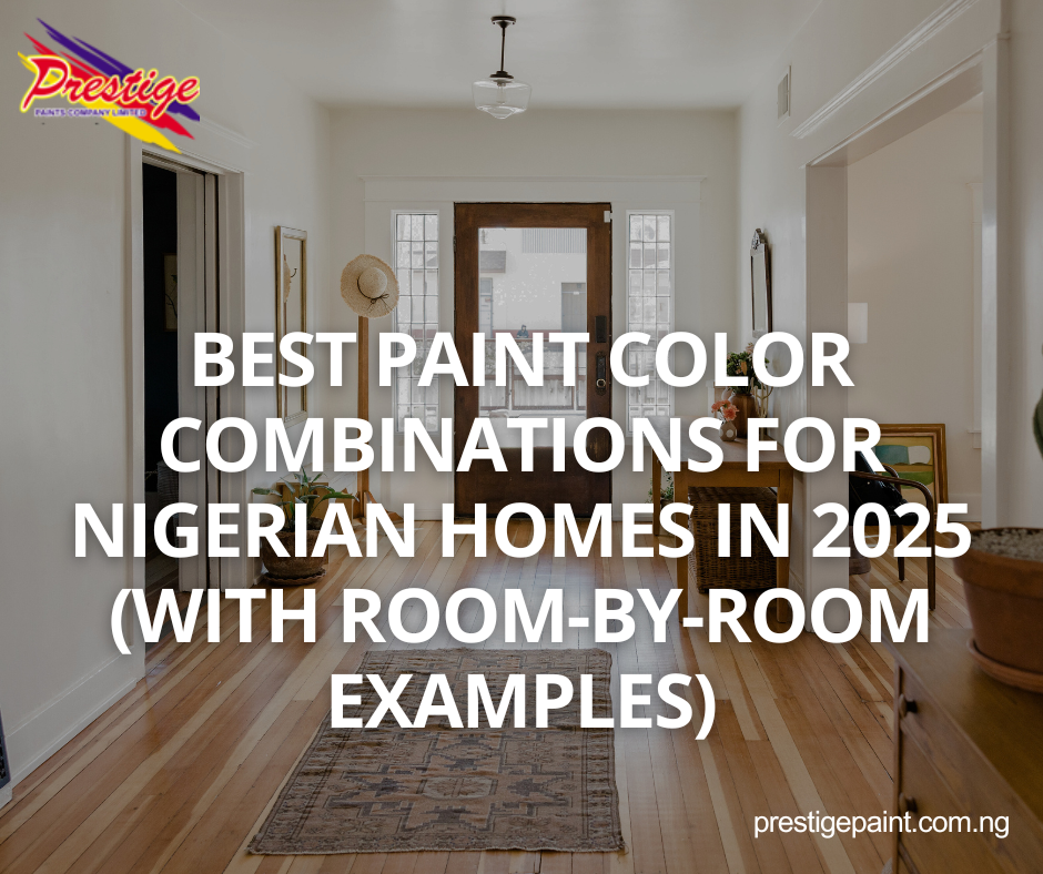 Nigerian living room painted with warm neutral and olive green color combination